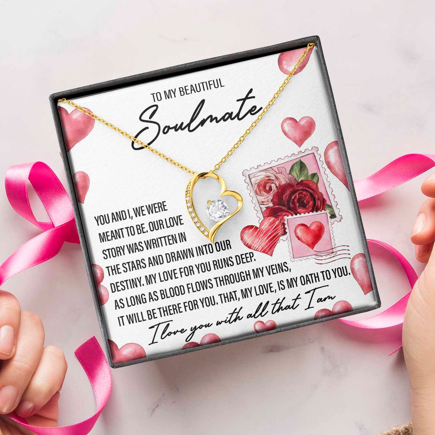 Soulmate Gift, Meant To Be, Forever Love Heart Necklace