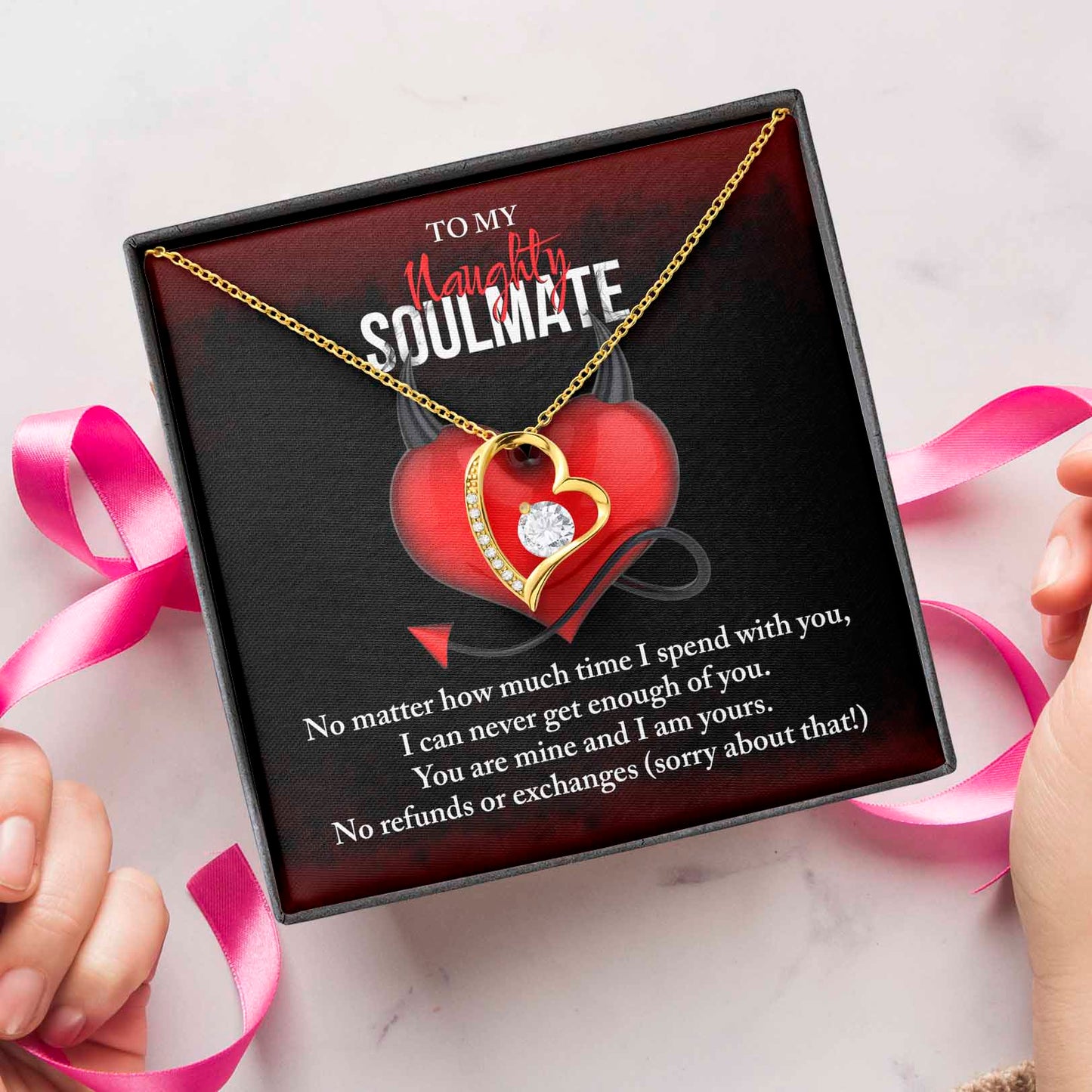 Soulmate Gift, No Refunds, Forever Love Heart Necklace