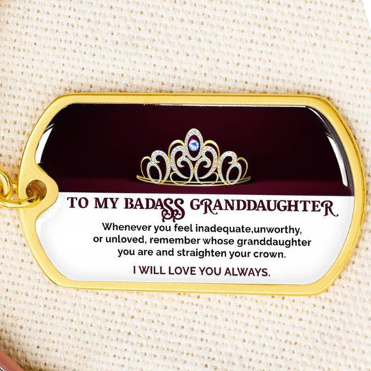 Granddaughter Gift From Grandparent - I will always Love You Believe  in Yourself - Dog Tag Key Swivel Chain - Free Shipping Included