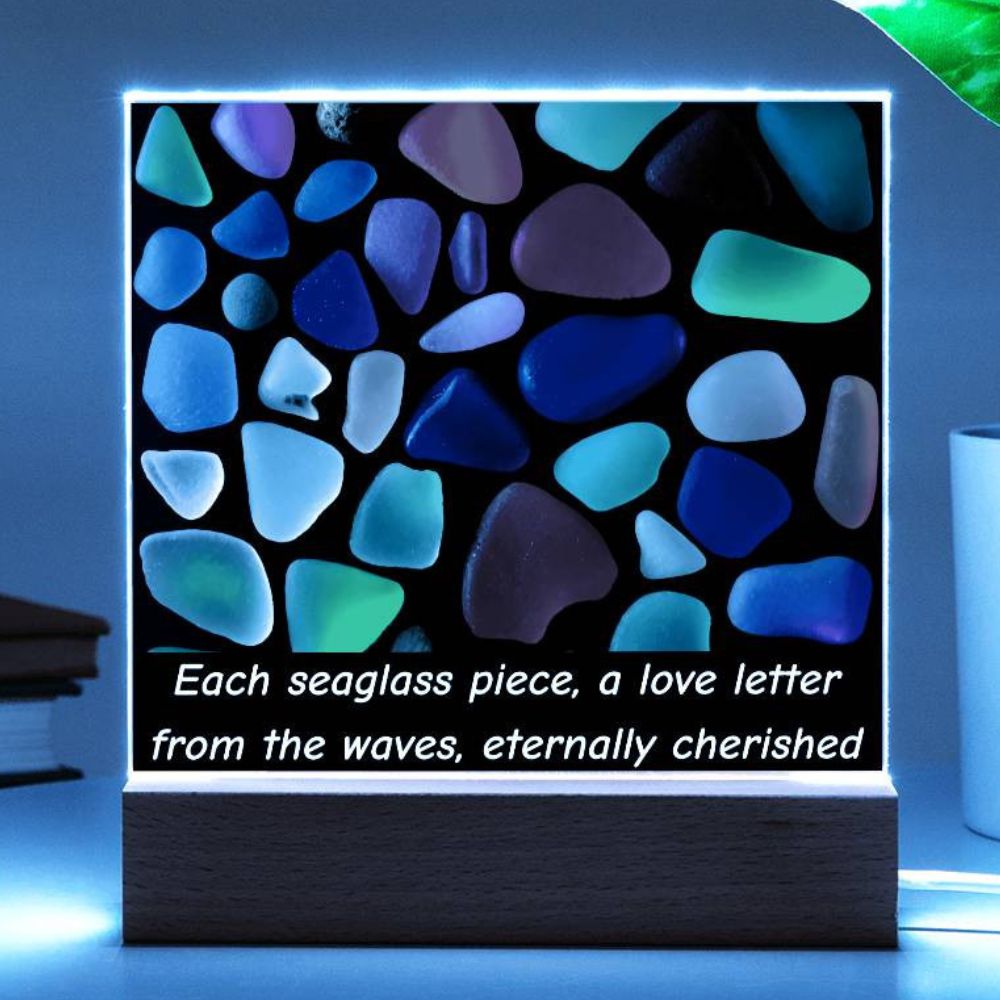 Sea Glass Love Letter Acrylic Plaque Table Top Display