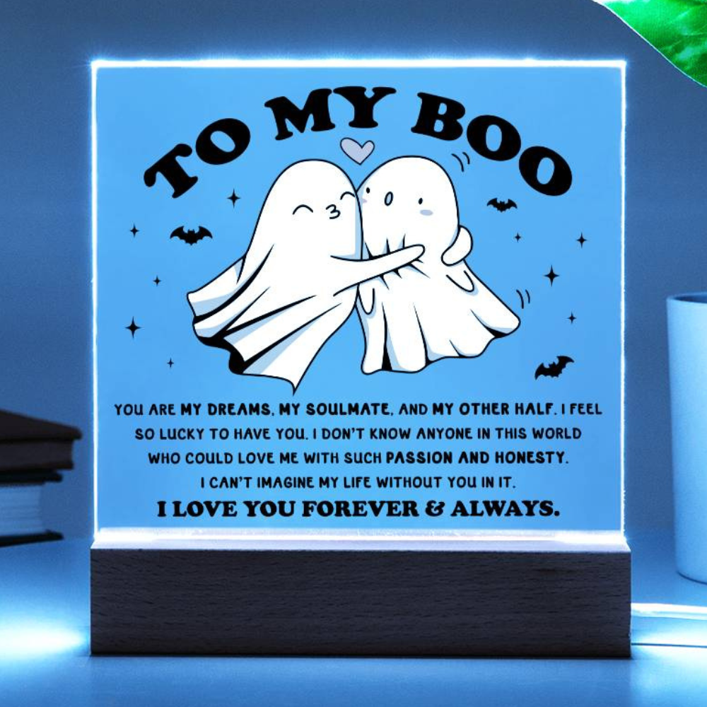 Soulmate Halloween Gift - My Other Half - Acrylic Square Plaque with Available Night Light