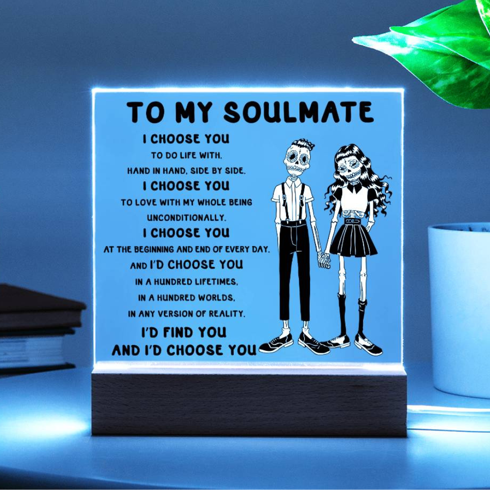 Soulmate Halloween Gift - Hundred Lifetimes - Acrylic Square Plaque with Available Night Light