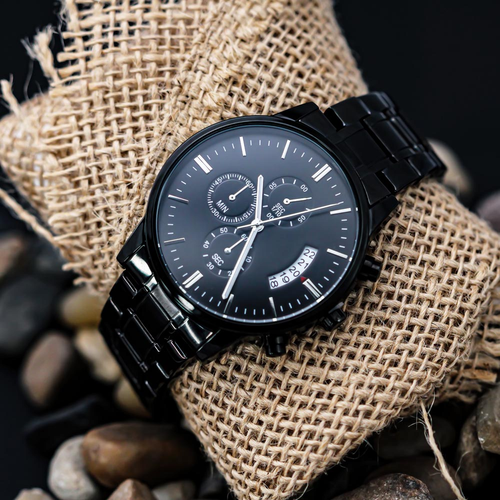 Son Gift From Mom -Believe In Yourself -  Engraved Chronograph Watch - Shipping Included