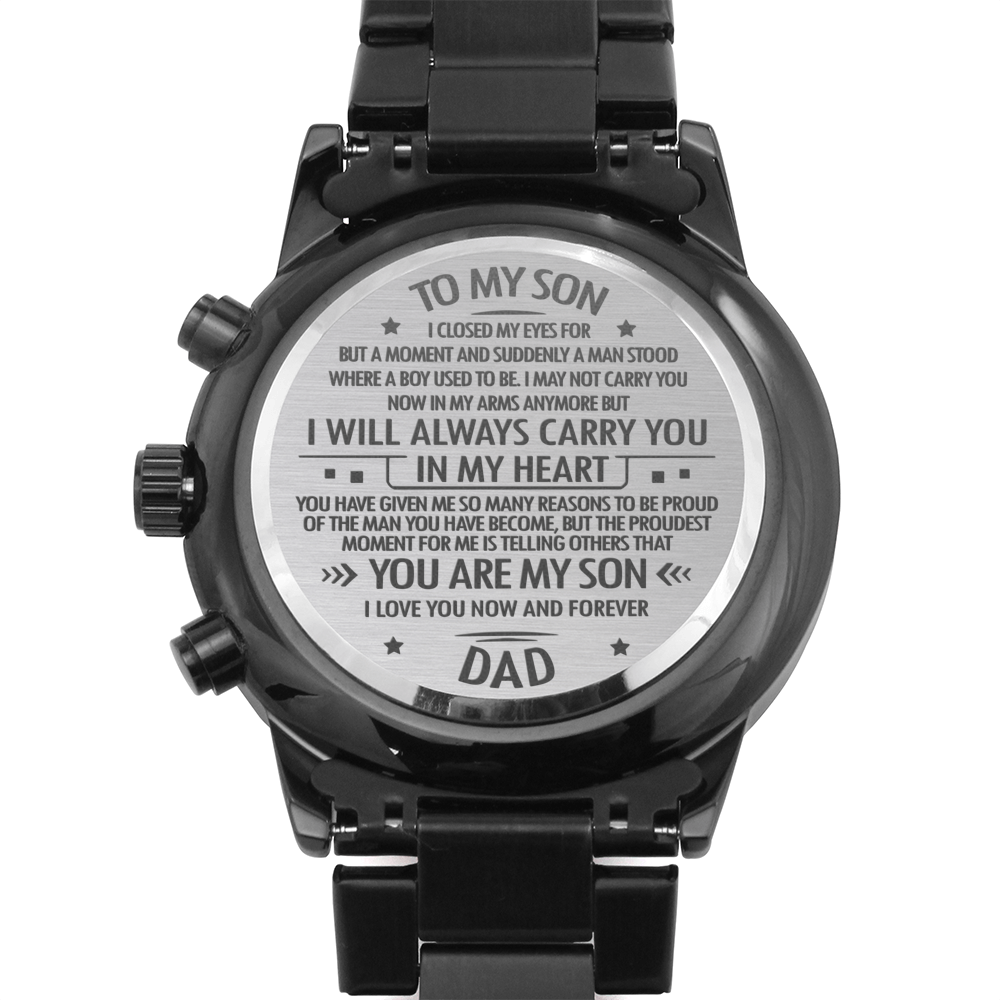 Son Gift From Dad - I Will Always Carry You In My Heart -  Engraved Chronograph Watch