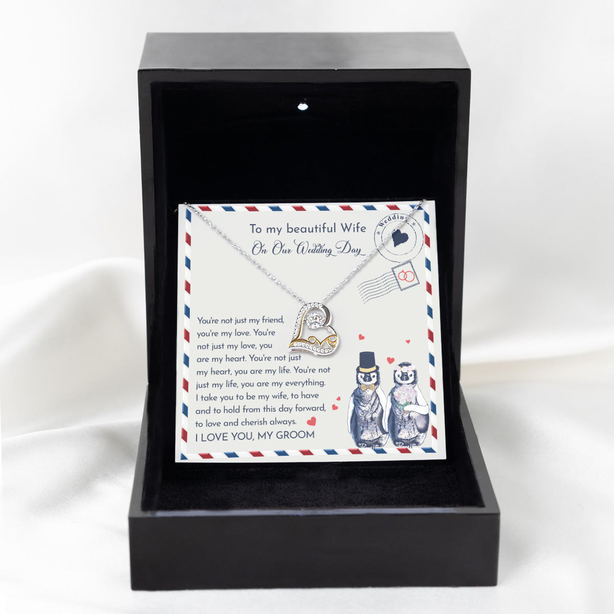 To My Wife On Our Wedding Day - Heart Love Necklace - Love and Cherish