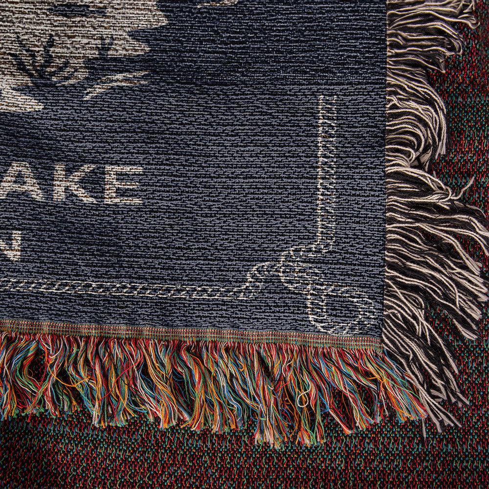 Personalized Woven Blanket for Lake House Owner - Family Name Lake House with Lake Name