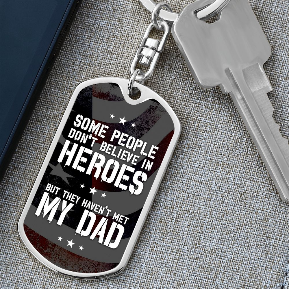 Dad Gift - Dog Tag Swivel Keychain - My Hero My Dad