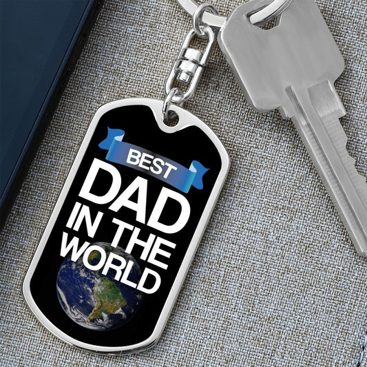 Dad Gift - Dog Tag Swivel Keychain - Best Dad in the World