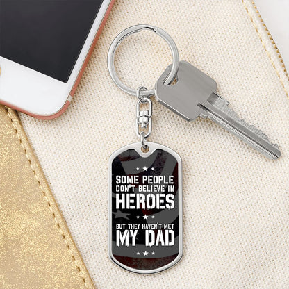 Dad Gift - Dog Tag Swivel Keychain - My Hero My Dad