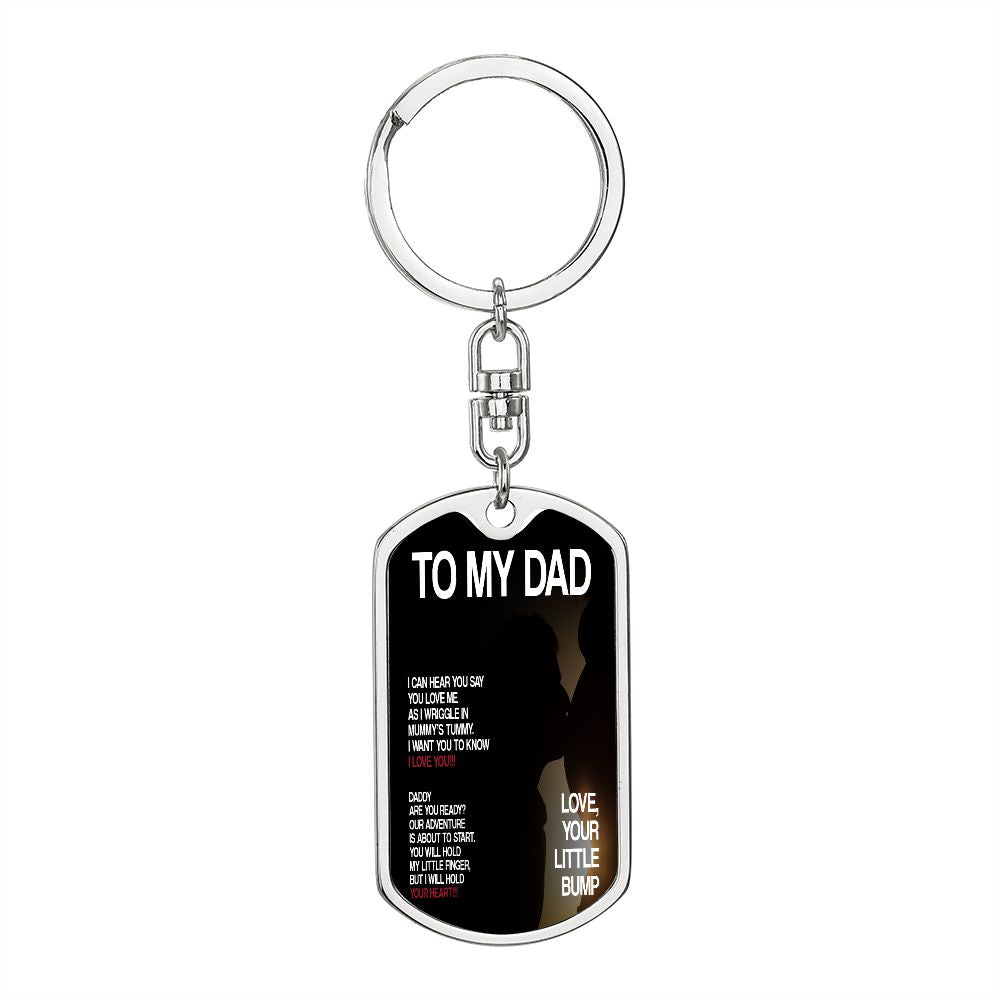 Dad To Be Gift - Dog Tag Swivel Keychain - Love Your Little Bump