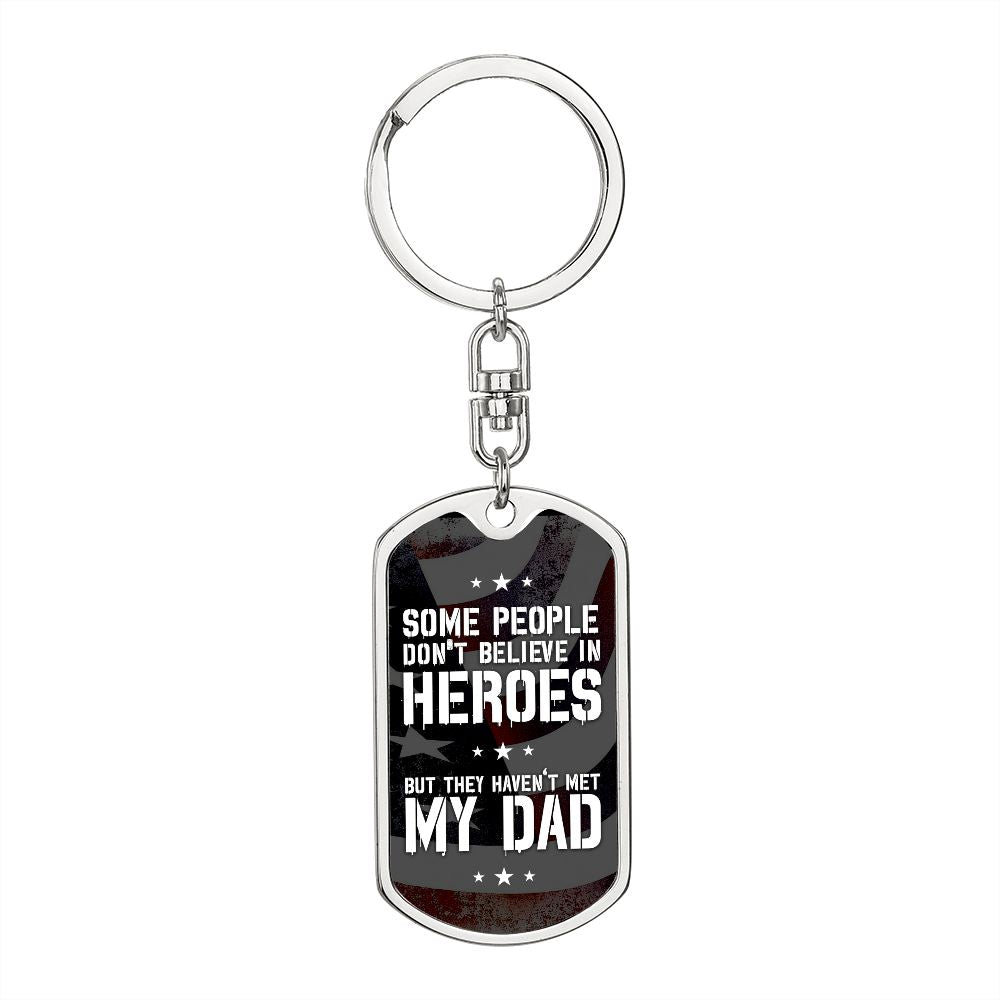 Dad Gift - Dog Tag Swivel Keychain - My Hero My Dad