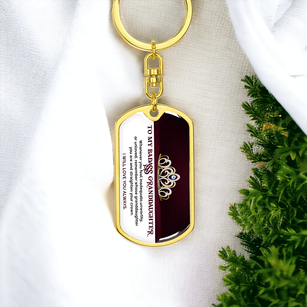 Granddaughter Gift From Grandparent - I will always Love You Believe  in Yourself - Dog Tag Key Swivel Chain - Free Shipping Included