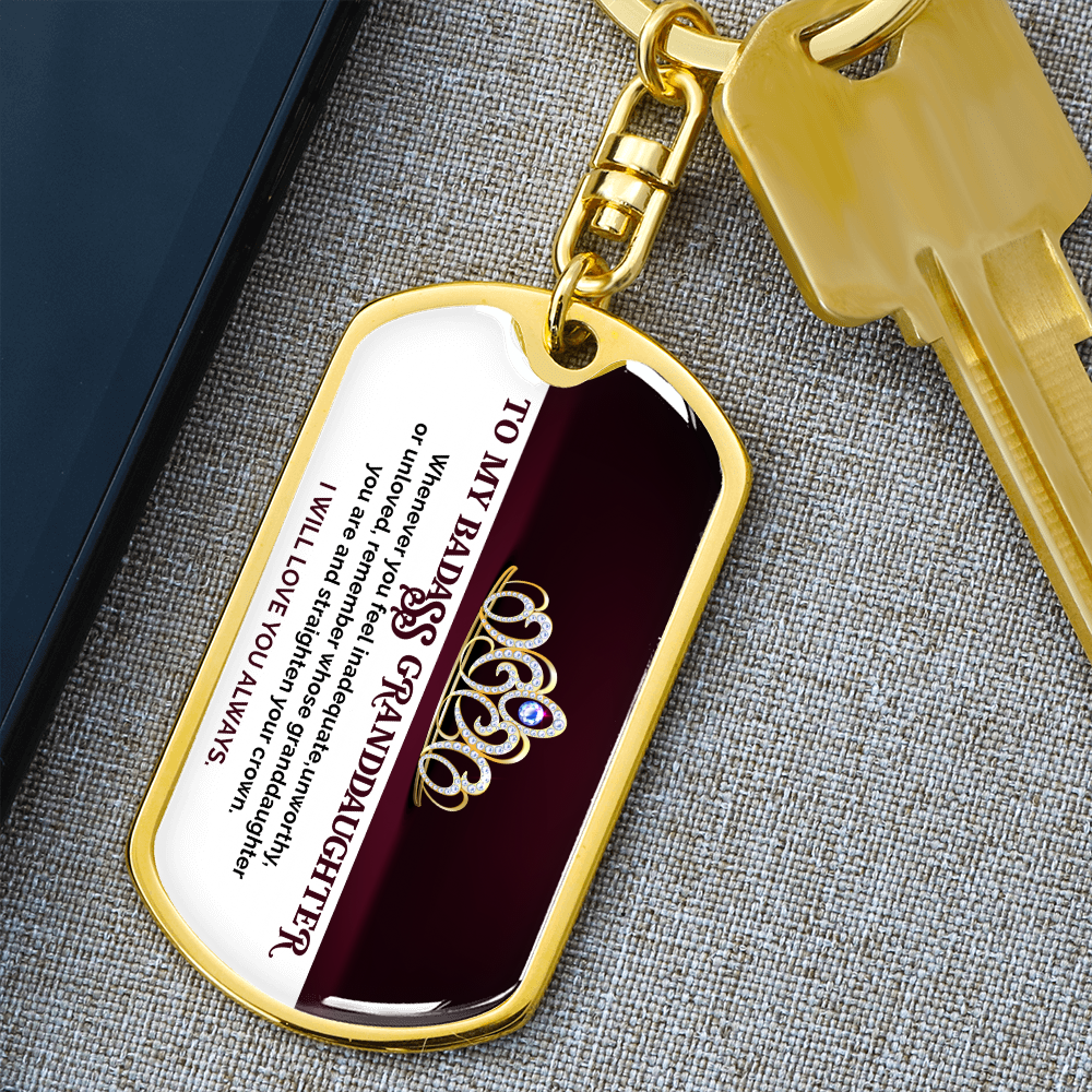 Granddaughter Gift From Grandparent - I will always Love You Believe  in Yourself - Dog Tag Key Swivel Chain - Free Shipping Included