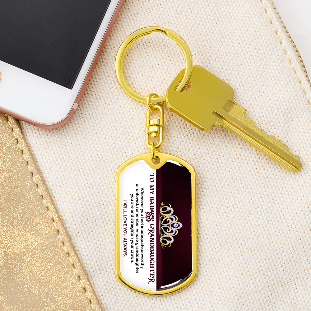 Granddaughter Gift From Grandparent - I will always Love You Believe  in Yourself - Dog Tag Key Swivel Chain - Free Shipping Included