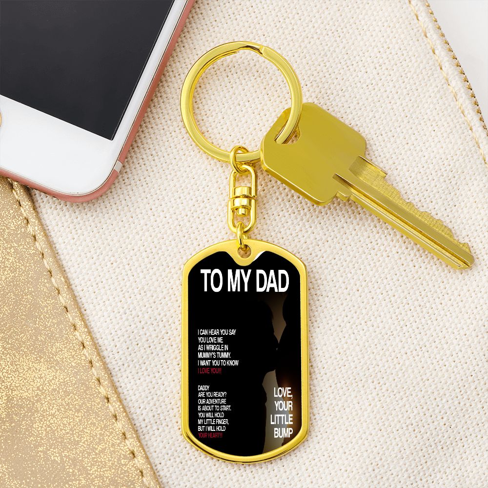 Dad To Be Gift - Dog Tag Swivel Keychain - Love Your Little Bump