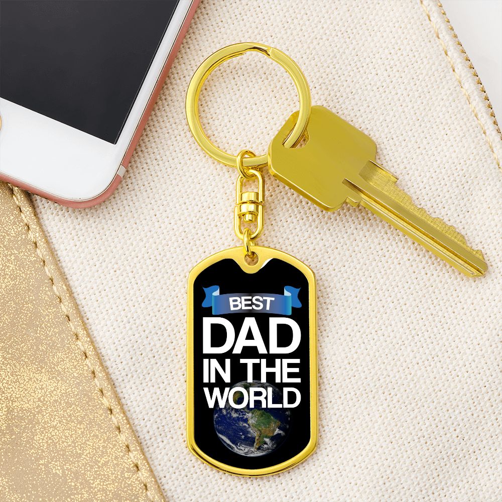 Dad Gift - Dog Tag Swivel Keychain - Best Dad in the World