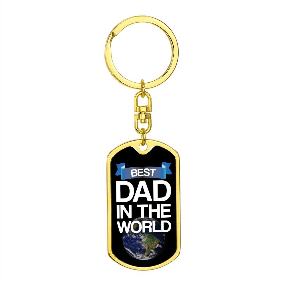 Dad Gift - Dog Tag Swivel Keychain - Best Dad in the World