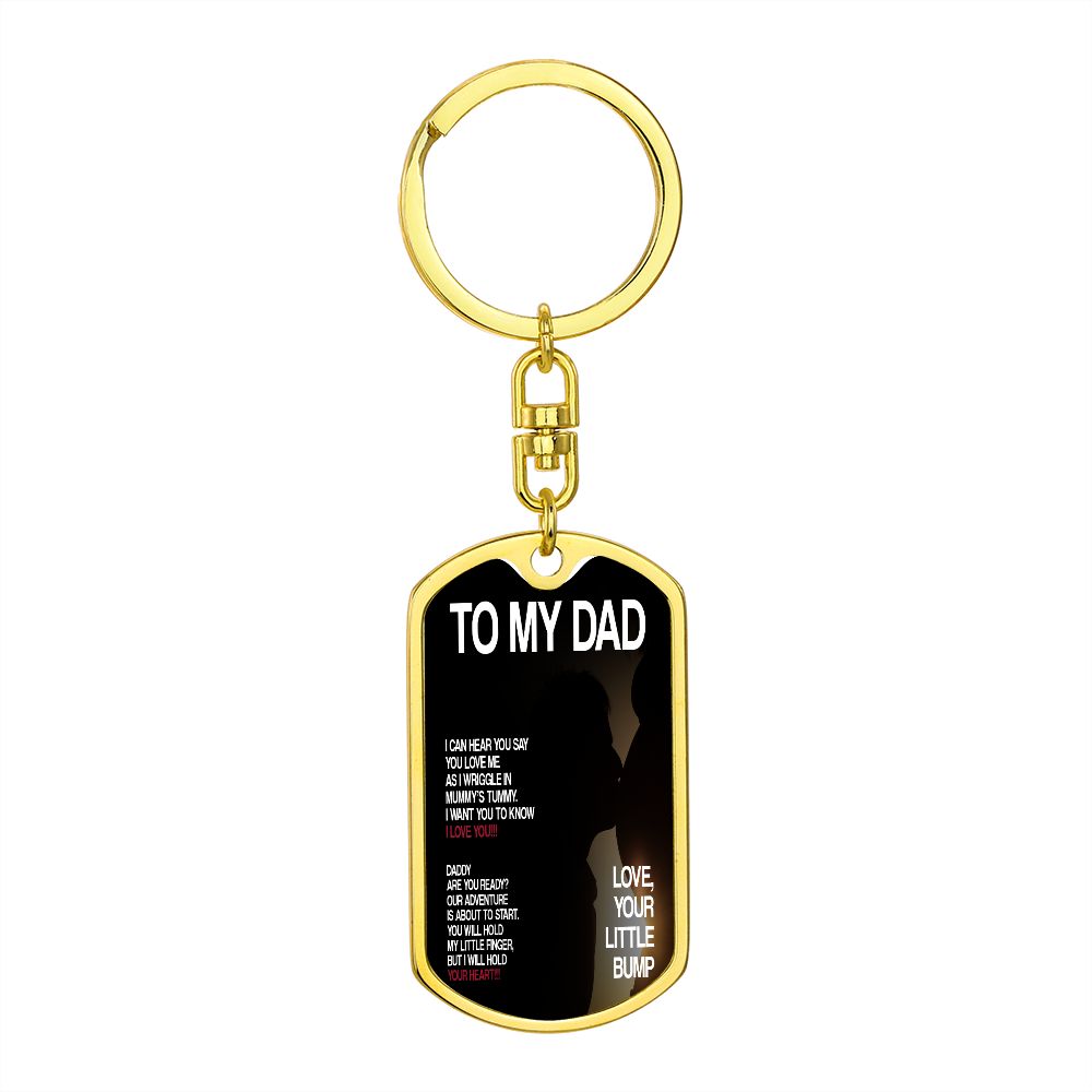 Dad To Be Gift - Dog Tag Swivel Keychain - Love Your Little Bump