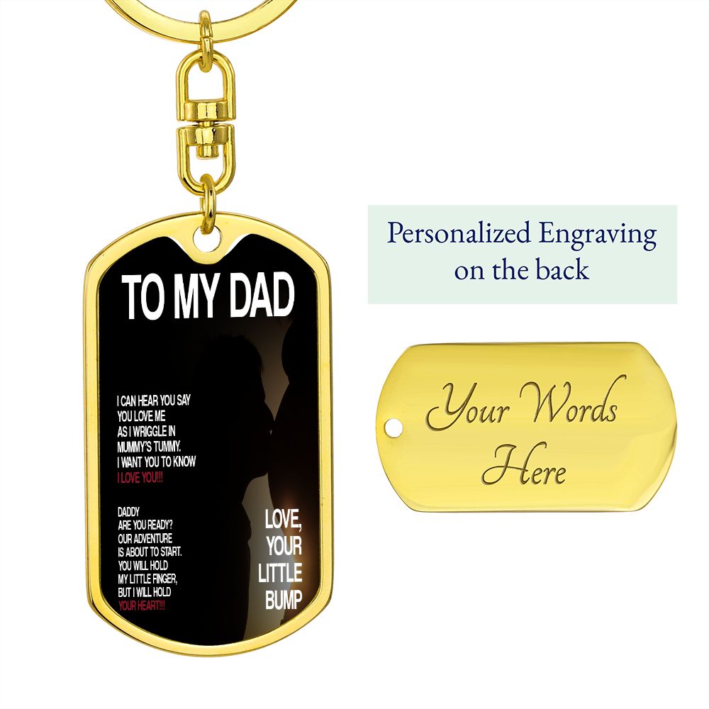 Dad To Be Gift - Dog Tag Swivel Keychain - Love Your Little Bump