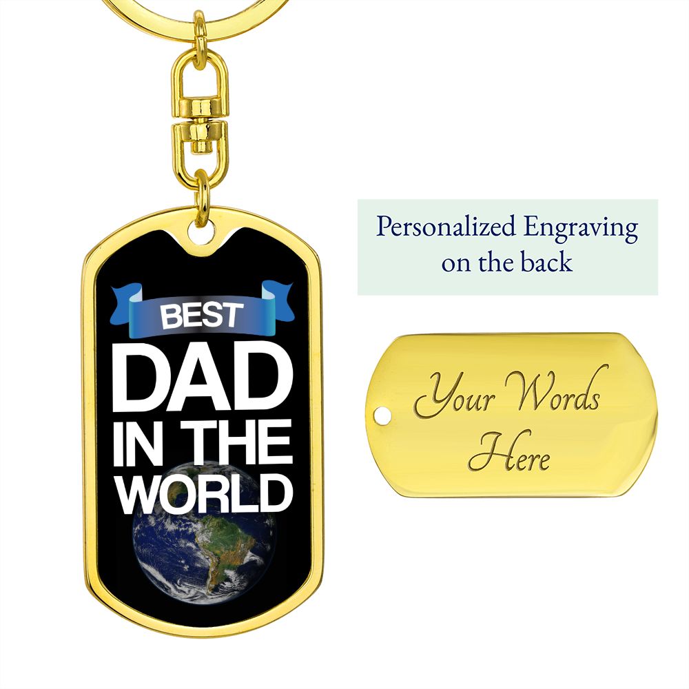 Dad Gift - Dog Tag Swivel Keychain - Best Dad in the World