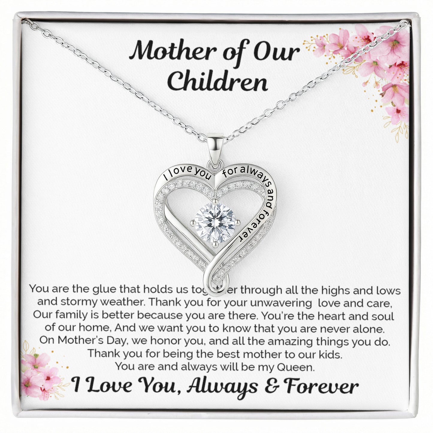 Necklace for Wife | Gift from Husband | Mother of My Children Jewelry Gift | Mother's Day, Birthday, Anniversary Gift | Romantic "Love You Always" Heart Necklace