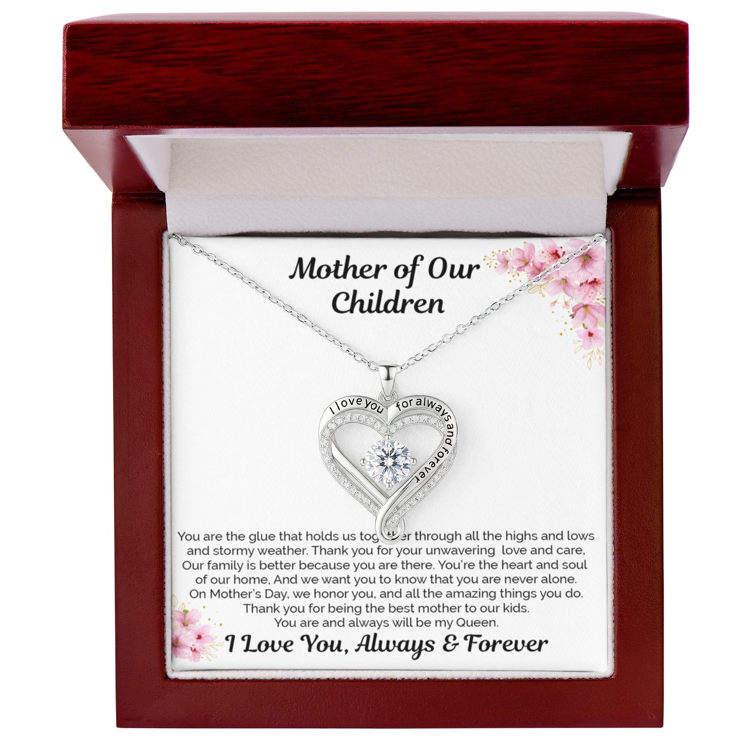 Necklace for Wife | Gift from Husband | Mother of My Children Jewelry Gift | Mother's Day, Birthday, Anniversary Gift | Romantic "Love You Always" Heart Necklace