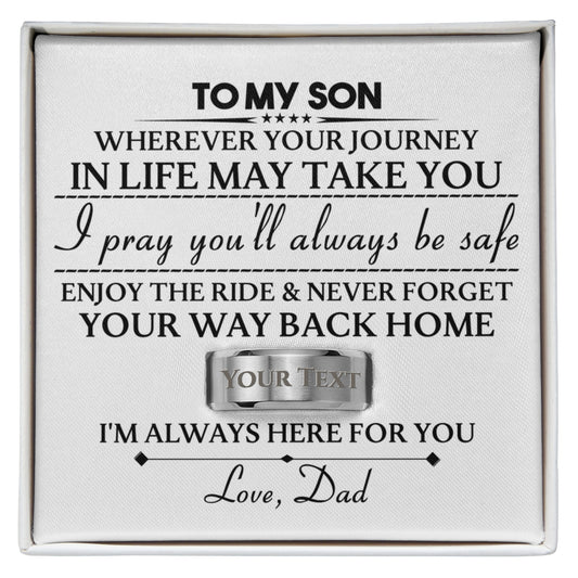 Personalized Ring for Son from Dad | Graduation, Birthday, Wedding Gift for Men | Engraved Men’s Ring 3 Colors