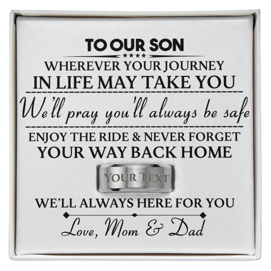 Personalized Ring for Son from Parents | Graduation, Birthday, Wedding Gift for Men | Engraved Men’s Ring 3 Colors