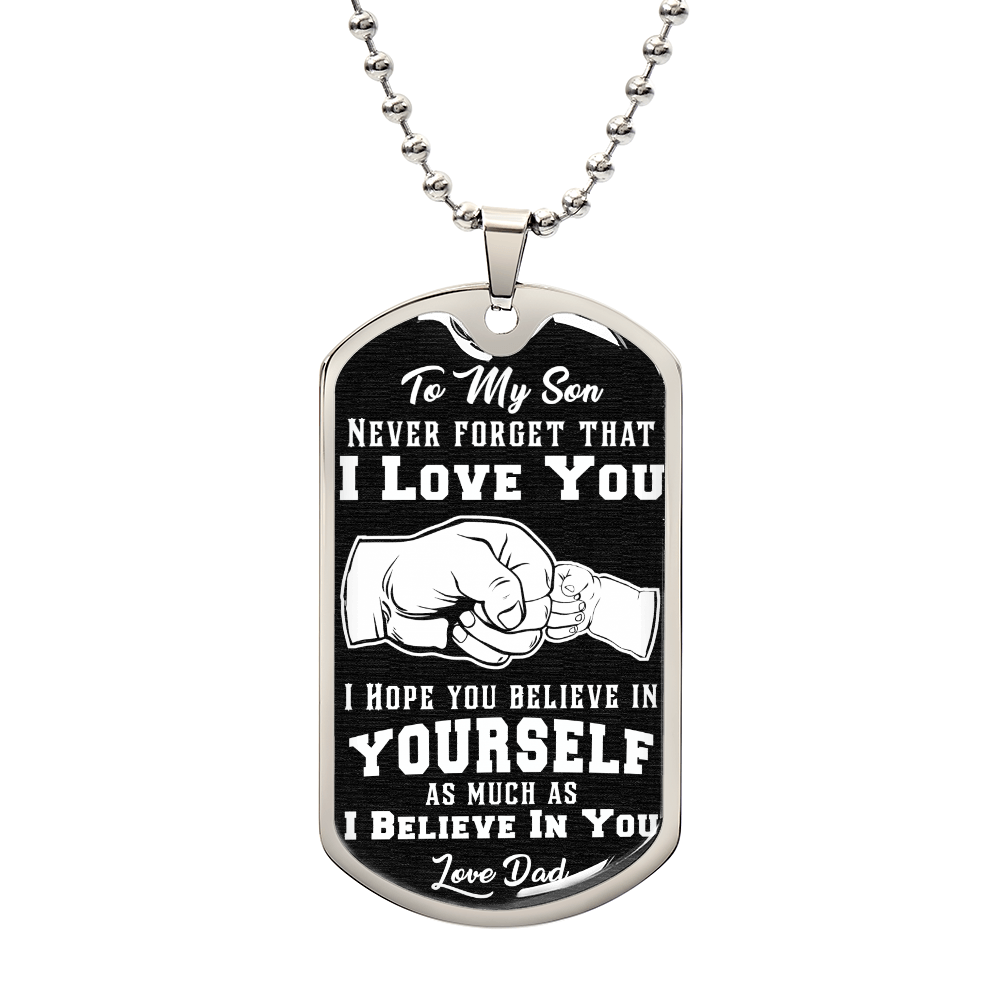 To My Son  Luxury Military Dog Tag - Never Forget That I Love You