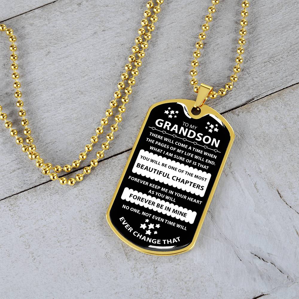 Grandson Gift - Keep Me In Your Heart Forever - Dog Tag Necklace