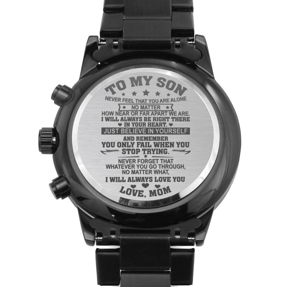 Son Gift From Mom -Believe In Yourself -  Engraved Chronograph Watch - Shipping Included