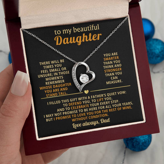 To My Beautiful Daughter - I Love You Without Condition - Eternal Love Heart Necklace - Price Includes Shipping