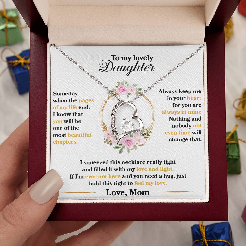 To My Daughter Jewelry Gift - Forever Love Heart Necklace - Keep Me In Your Heart