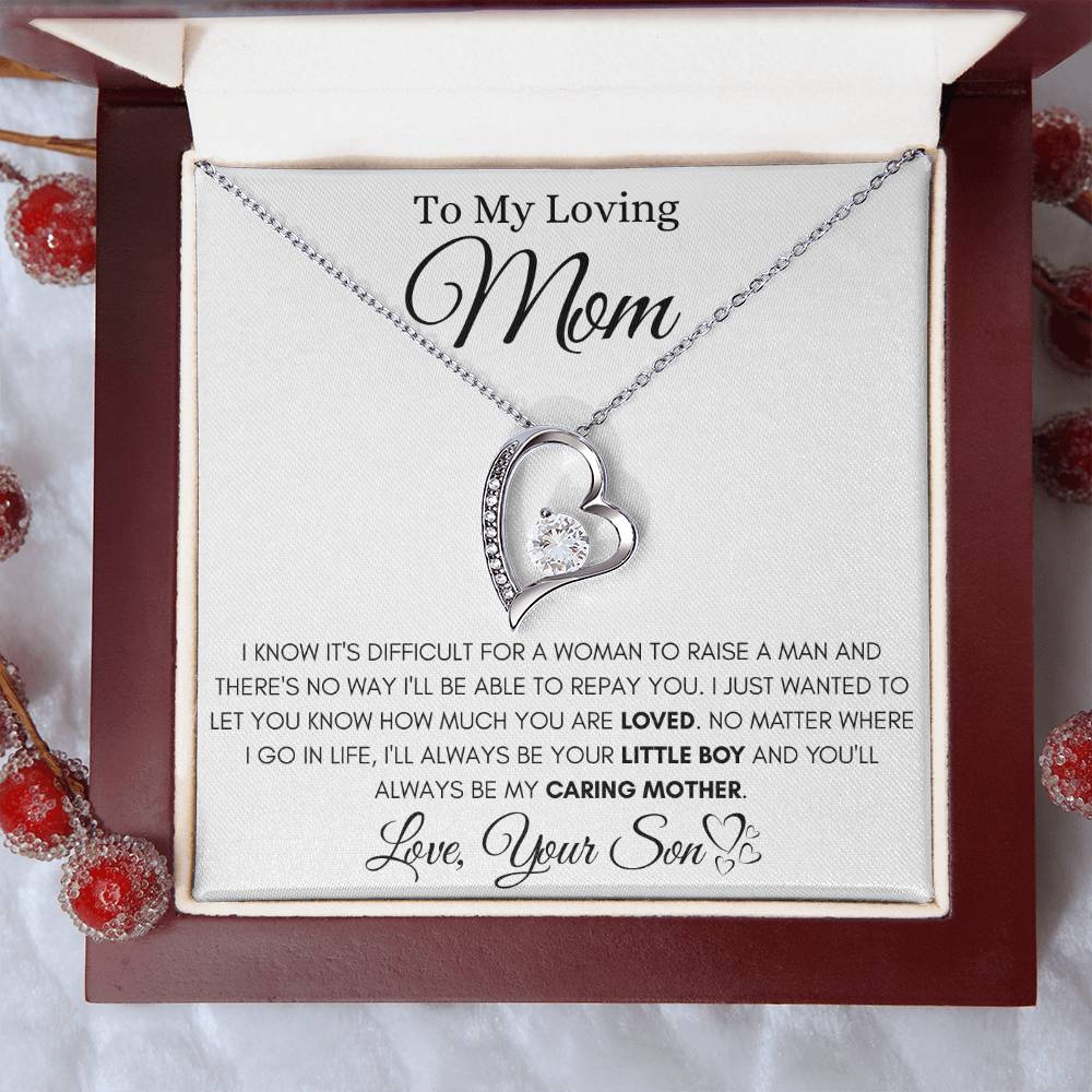 To My Mom From Her Son - Forever Love Heart Necklace -I'll Always Be Your Little Boy
