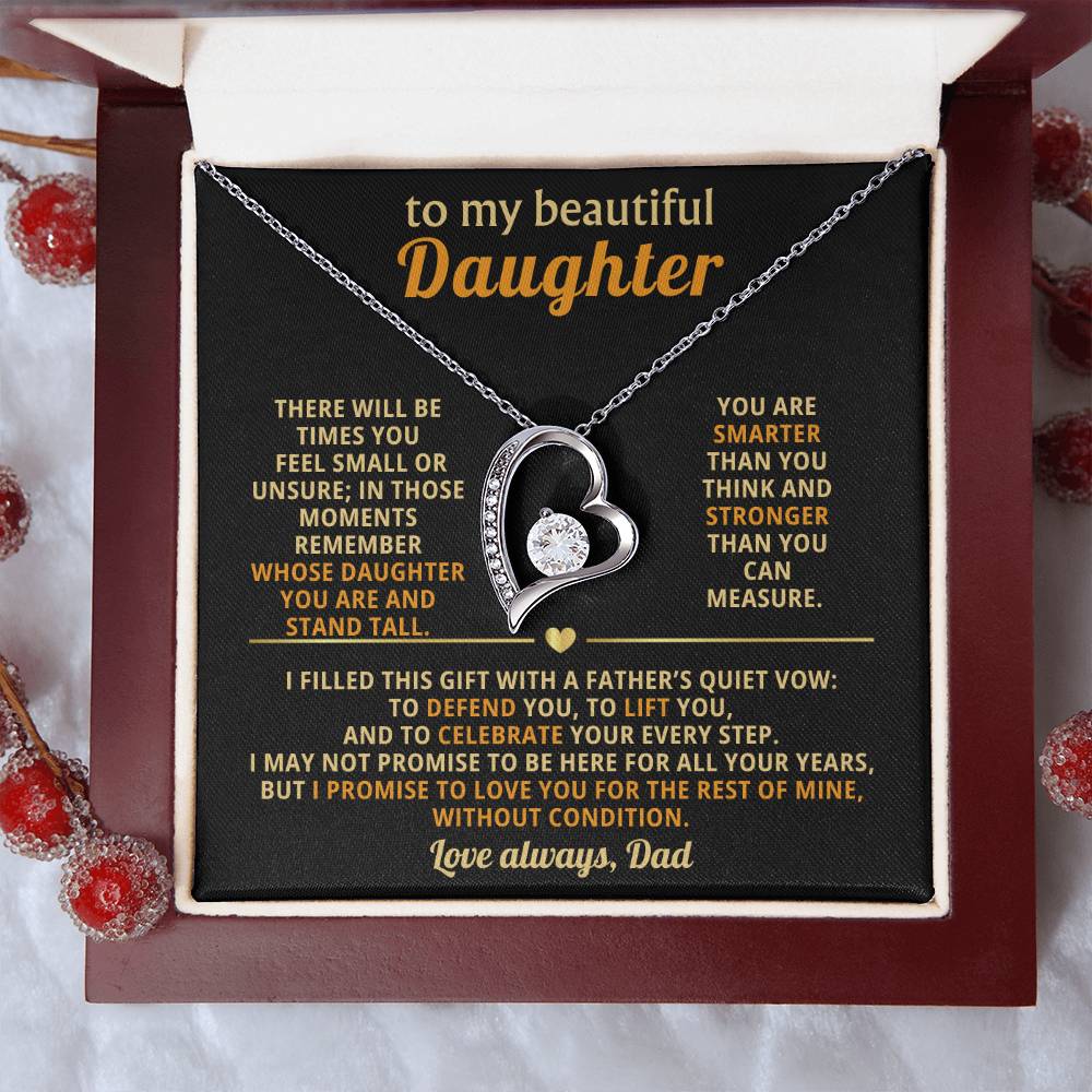 To My Beautiful Daughter - I Love You Without Condition - Eternal Love Heart Necklace - Price Includes Shipping