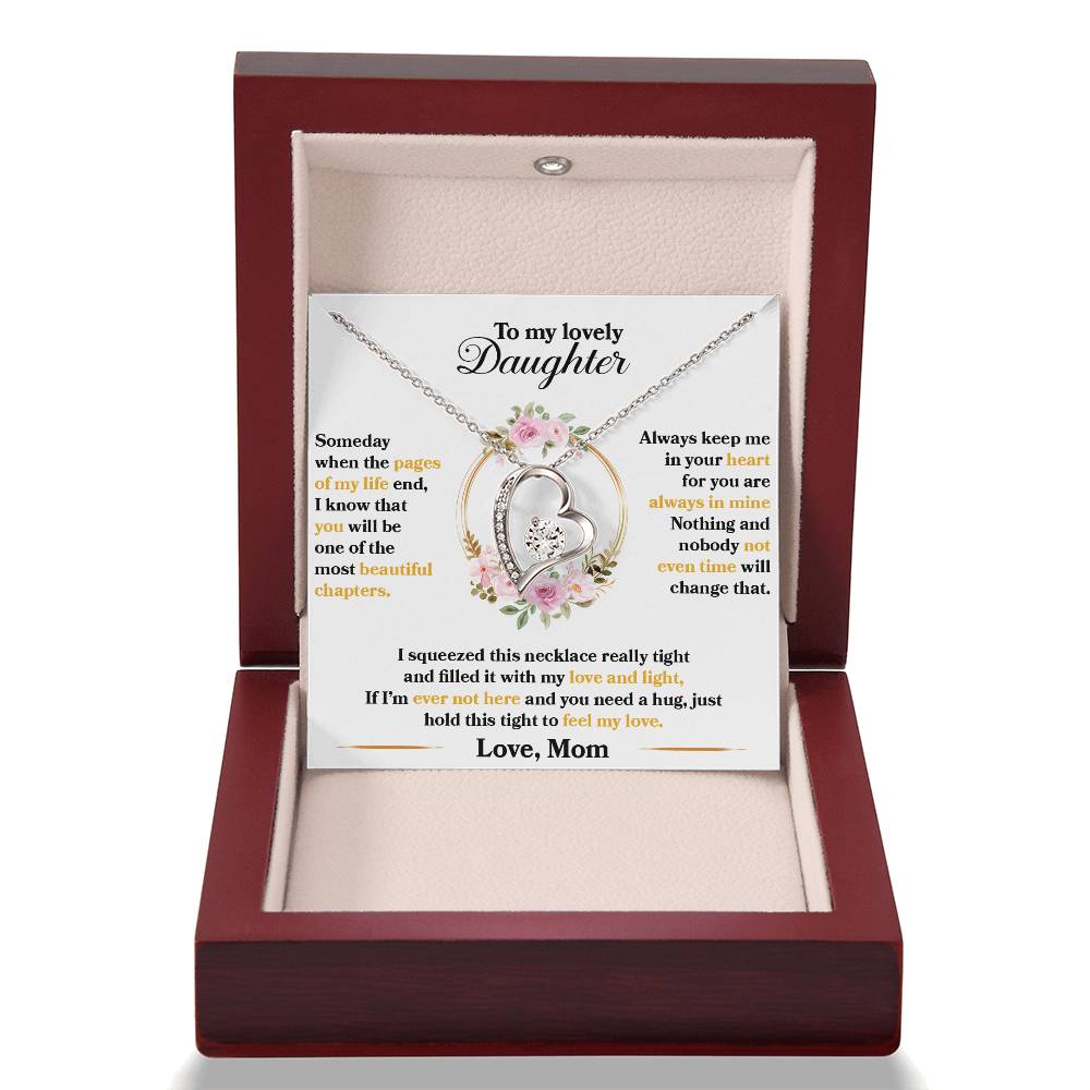 To My Daughter Jewelry Gift - Forever Love Heart Necklace - Keep Me In Your Heart