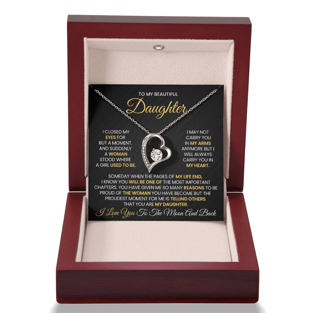 Daughter Jewelry Gift - Forever Love Necklace - I Will Always Carry You In My Heart