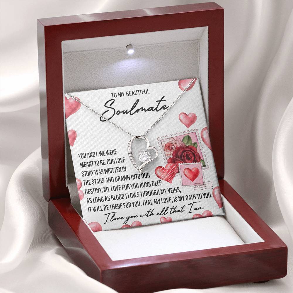 Soulmate Gift, Meant To Be, Forever Love Heart Necklace