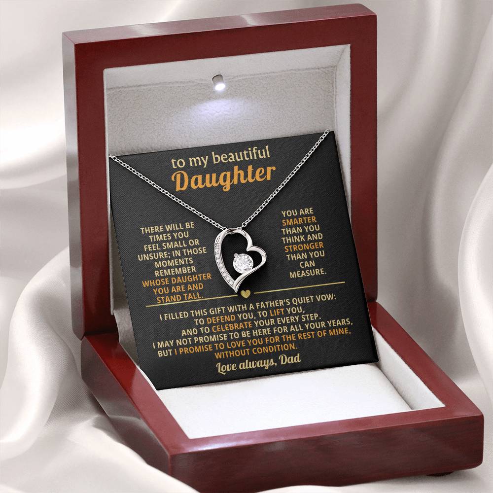 To My Beautiful Daughter - I Love You Without Condition - Eternal Love Heart Necklace - Price Includes Shipping