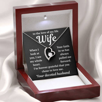 To My Wife - The Love of My Life - Eternal Love Heart Necklace - Price Includes Free Shipping