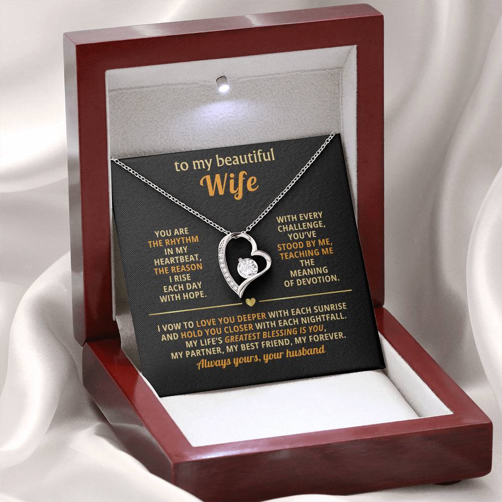 To My Beautiful Wife - My Partner My Best Friend My Forever - Eternal Love Heart Necklace - Price Includes Free Shipping