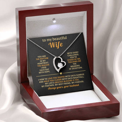 To My Beautiful Wife - My Partner My Best Friend My Forever - Eternal Love Heart Necklace - Price Includes Free Shipping
