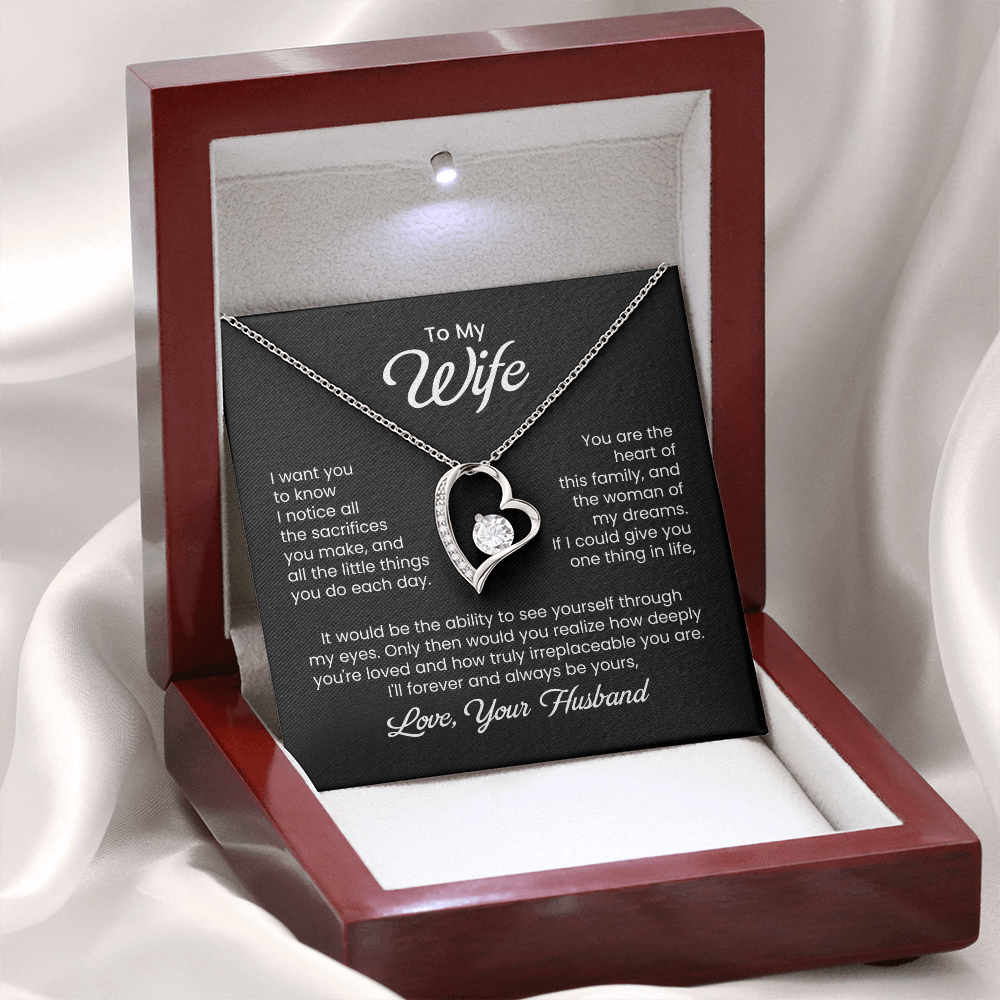 To My Beautiful Wife - You Are The Heart Of This Family - Eternal Love Heart Necklace - Price Includes Free Shipping