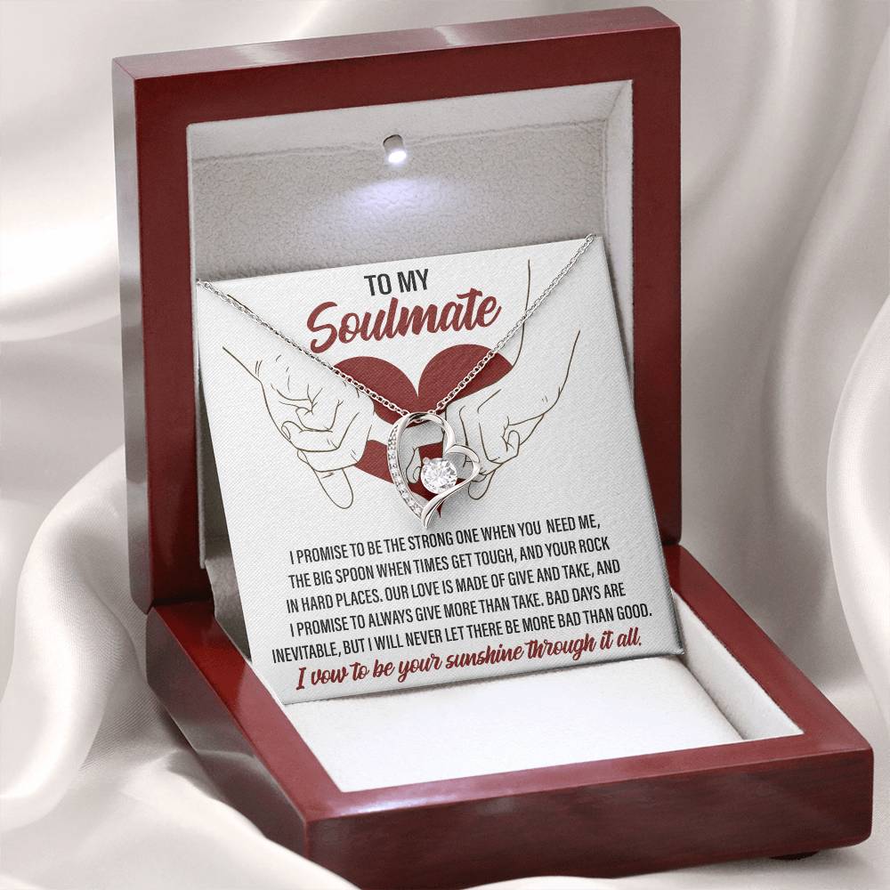 Soulmate -I  Promise To Be Strong - Forever Love Heart Necklace