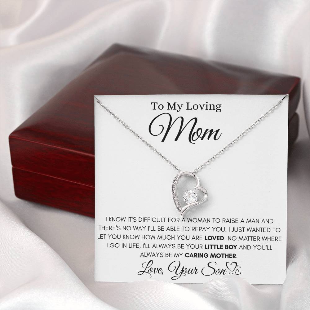 To My Mom From Her Son - Forever Love Heart Necklace -I'll Always Be Your Little Boy