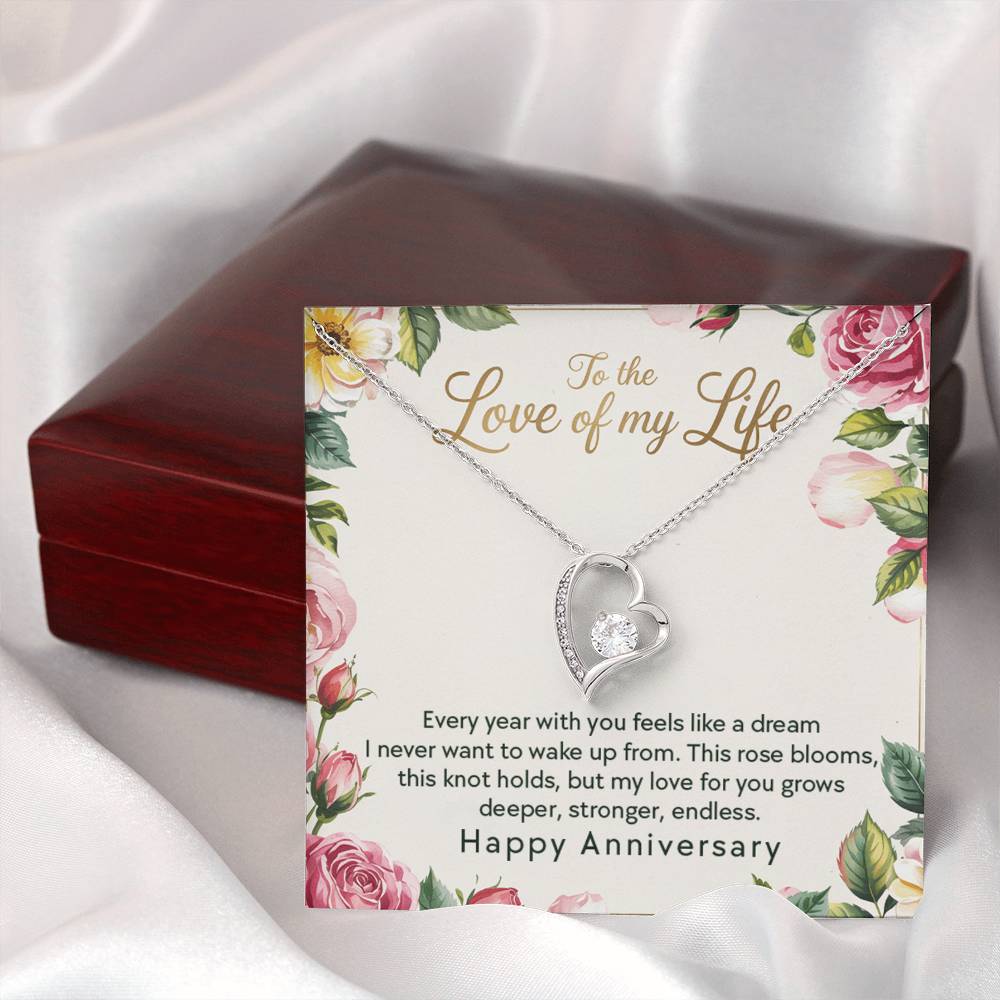 Wife Anniversary - Love Of My Life - Eternal Love Heart Necklace - Price Includes Free Shipping