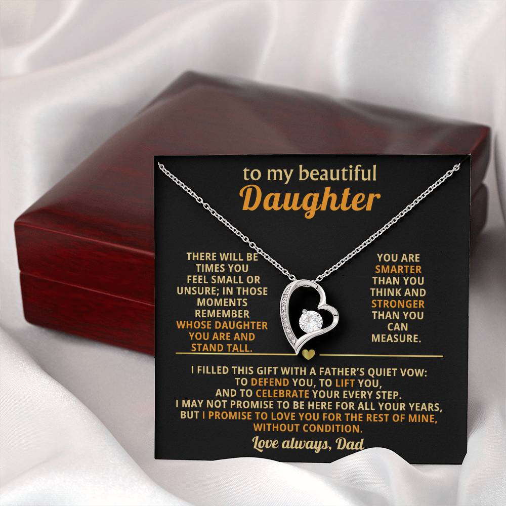 To My Beautiful Daughter - I Love You Without Condition - Eternal Love Heart Necklace - Price Includes Shipping
