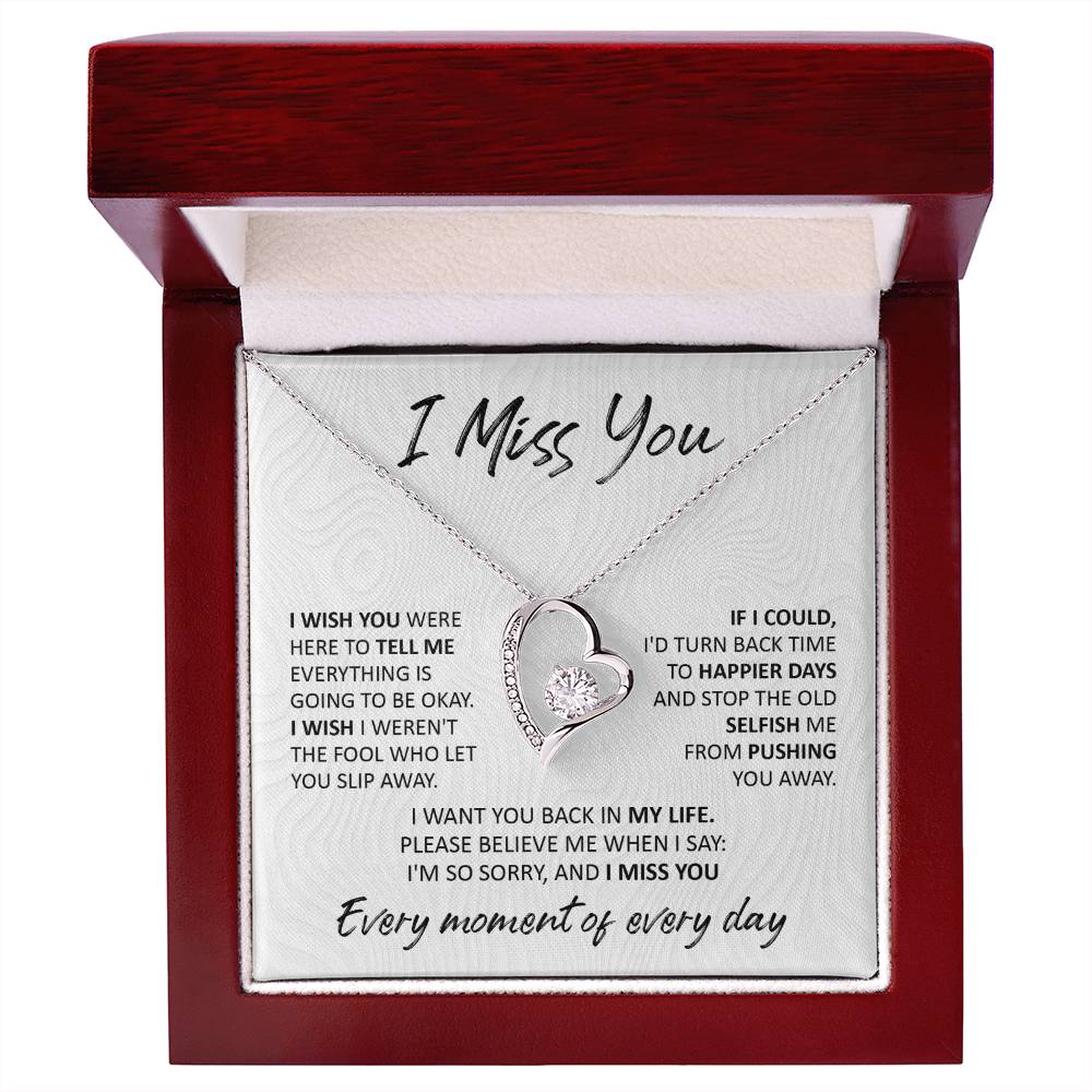 Soulmate -  I Miss You I Wish You Were Here - Forever Love Heart Necklace