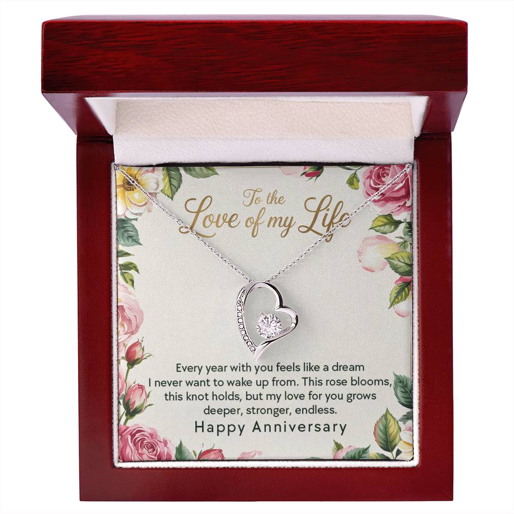 Wife Anniversary - Love Of My Life - Eternal Love Heart Necklace - Price Includes Free Shipping