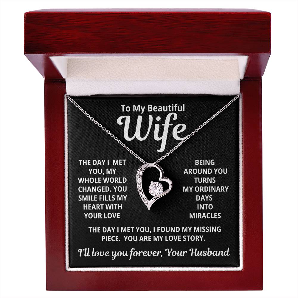 To My Beautiful Wife - You Are My Love Story - Eternal Love Heart Necklace - Price Includes Free Shipping